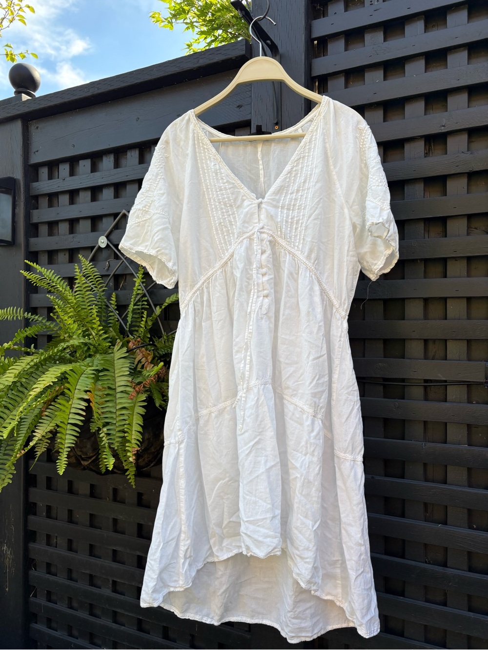 White Boho Drawstring Tunic Dress